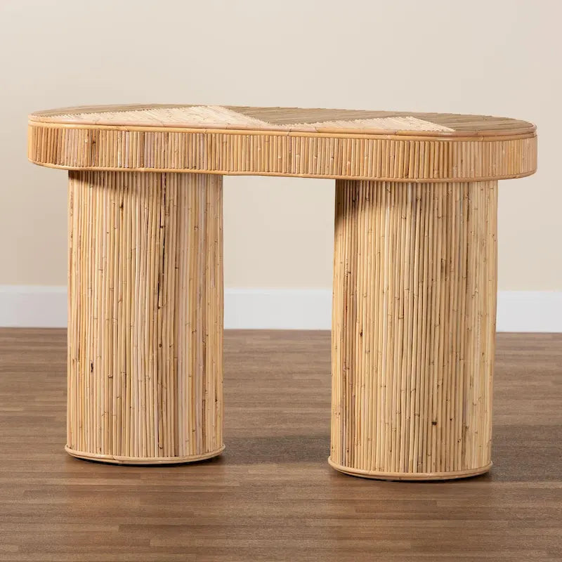 Modern Bohemian Natural Rattan Console Table