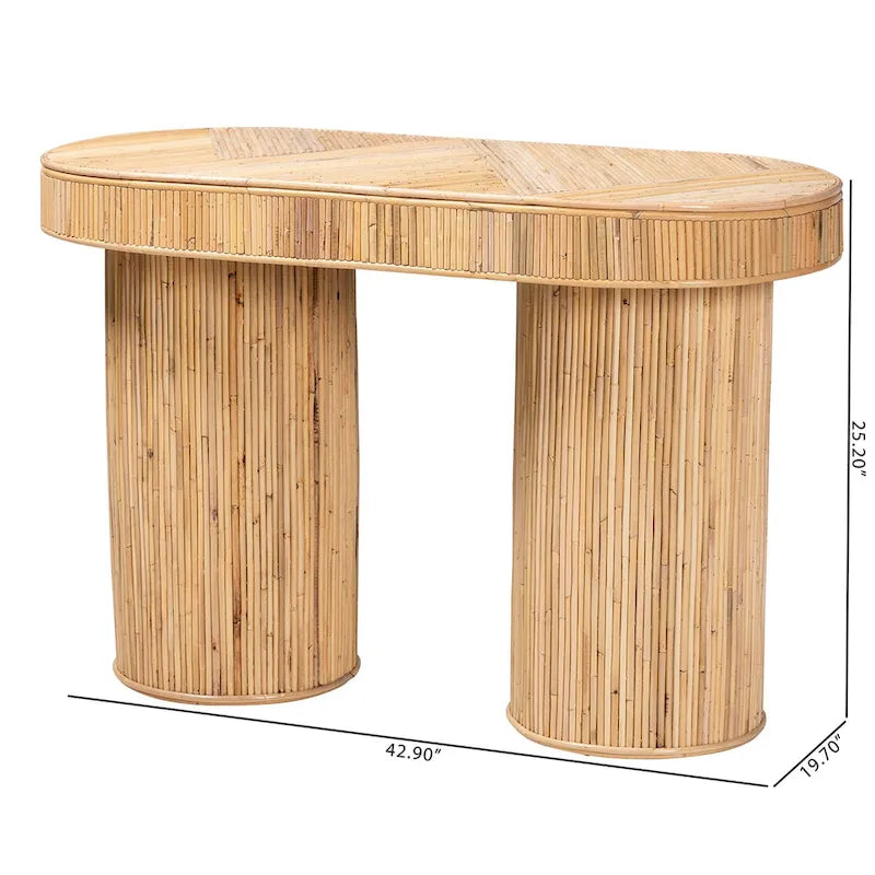 Modern Bohemian Natural Rattan Console Table