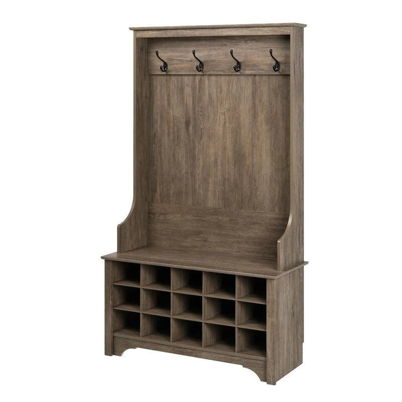 Grauer Garderobenständer für den Eingangsbereich mit Schuhfächern - 68 H x 38 W x 15.5 D