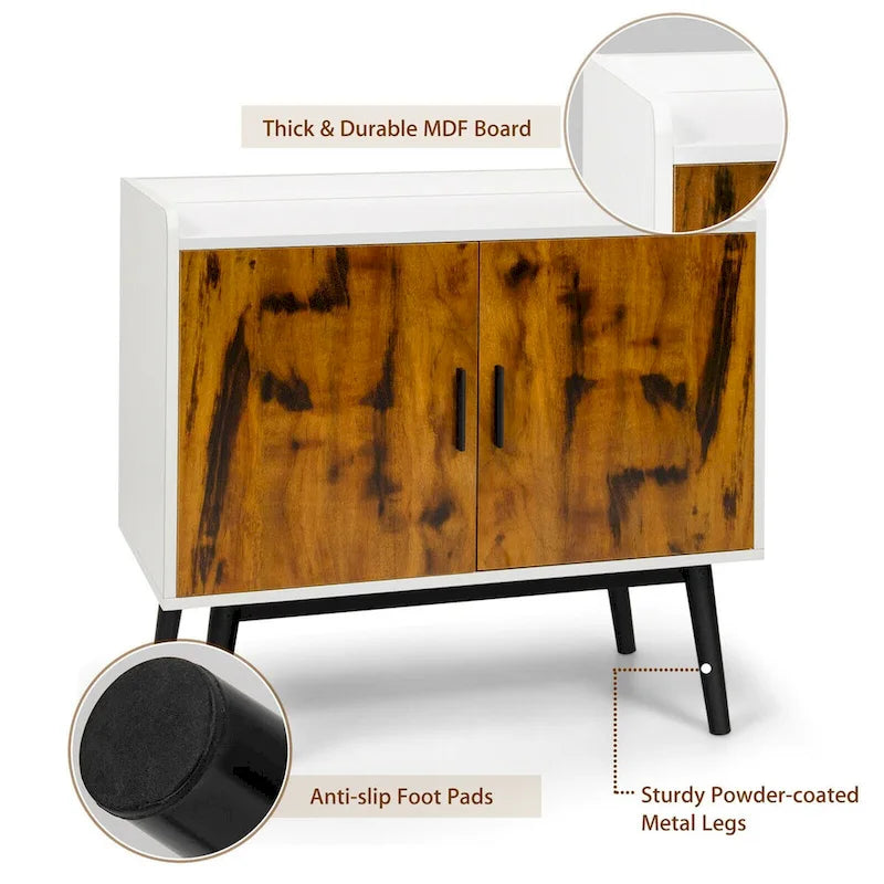 2-Door Sideboard Buffet Storage Cabinet with Metal Legs - 32x15x29