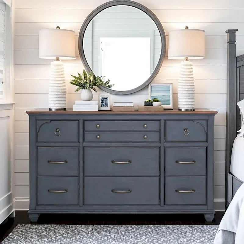 Americana Dresser, No Assembly Required, Corduroy Blue Finish