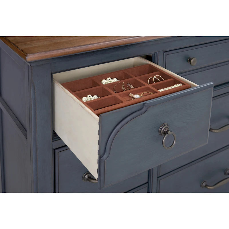 Americana Dresser, No Assembly Required, Corduroy Blue Finish