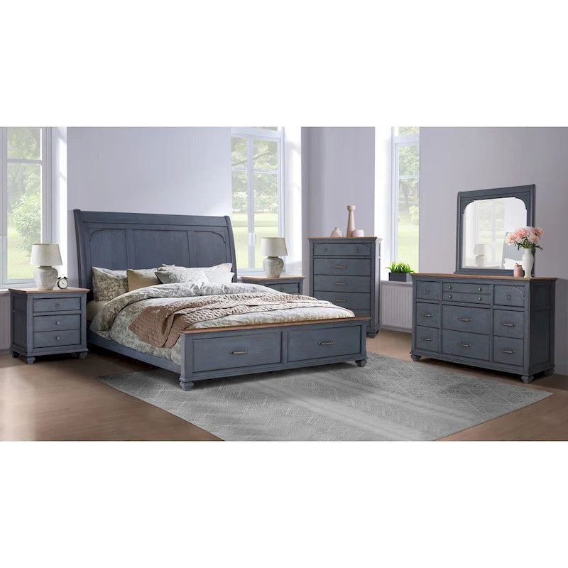 Kommode im Americana-Stil, keine Montage erforderlich, Finish in Kordelblau