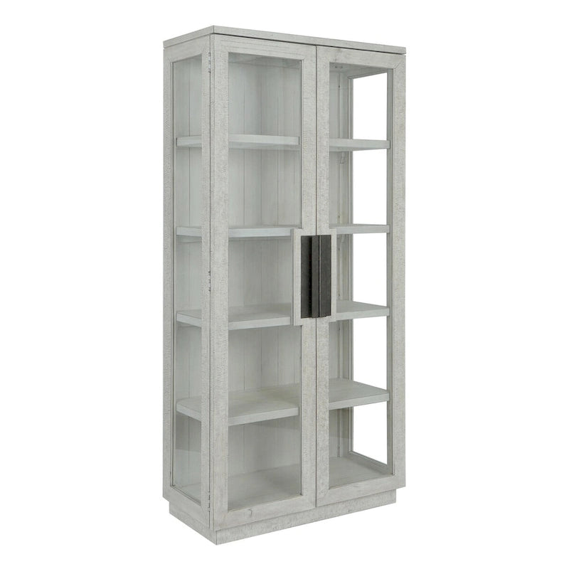 82" Vitrine aus wiederverwertetem Kiefernholz mit Türen aus gehärtetem Glas