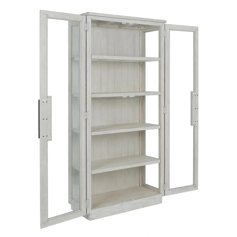 82" Vitrine aus wiederverwertetem Kiefernholz mit Türen aus gehärtetem Glas