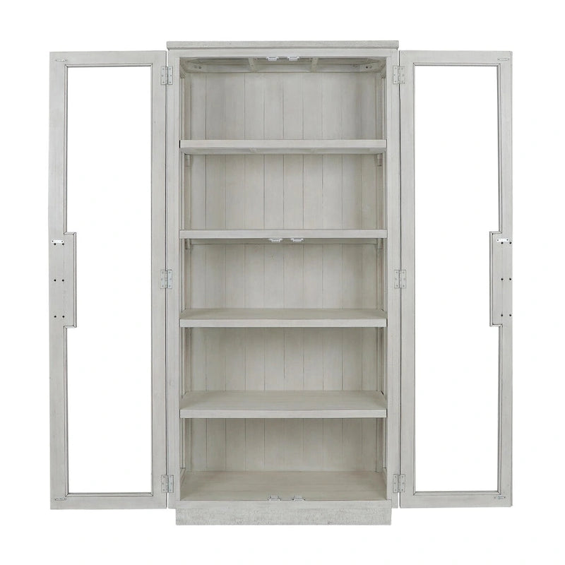 82" Vitrine aus wiederverwertetem Kiefernholz mit Türen aus gehärtetem Glas