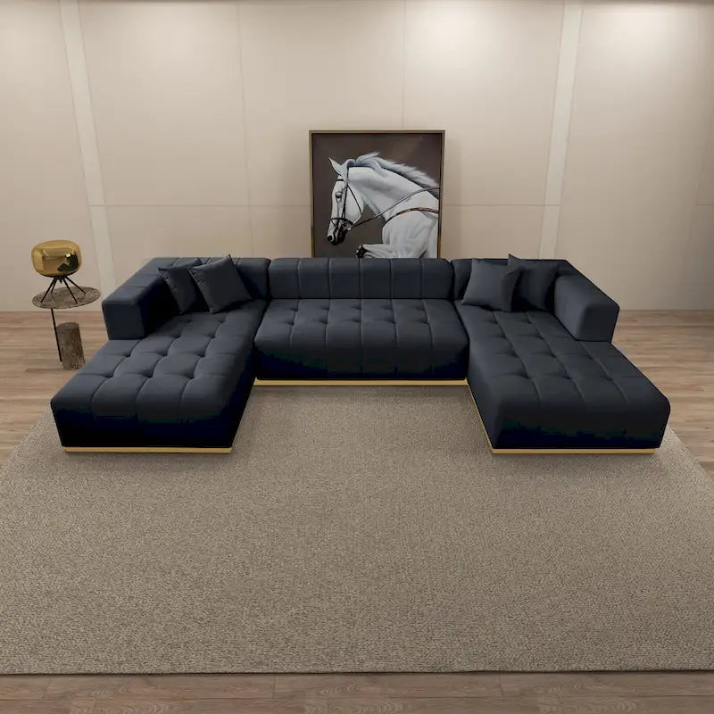 3-Piece Velvet U-Shaped Corner Sectional Sofa