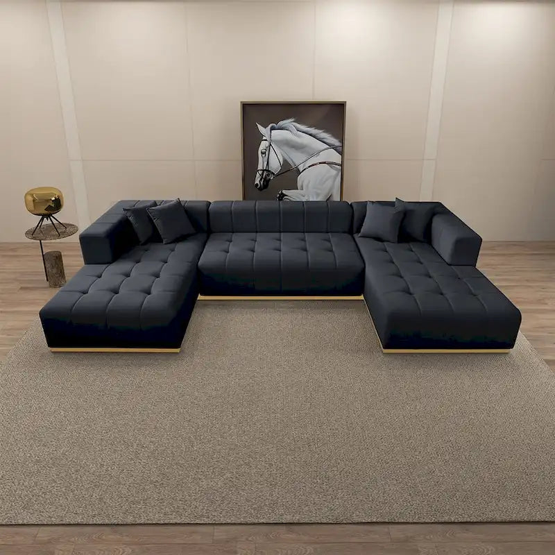 3-Piece Velvet U-Shaped Corner Sectional Sofa