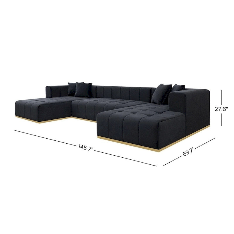 3-Piece Velvet U-Shaped Corner Sectional Sofa