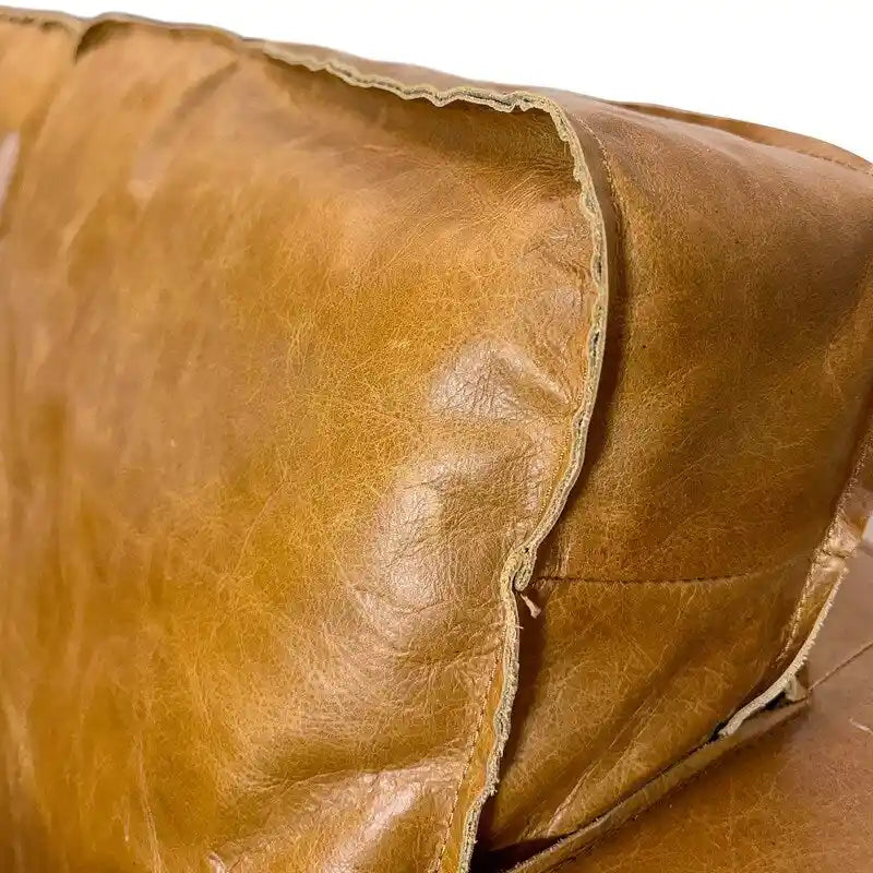 Natural Luxury Distressed Leather Minimalist Sofa - 78.8W x 35.5D x 33.5H