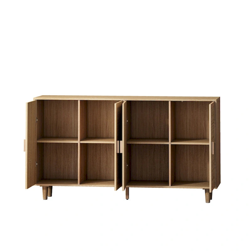 4-door Rattan Decorative Storage Cabinet - 62.2L x 15.75W x 34.25H