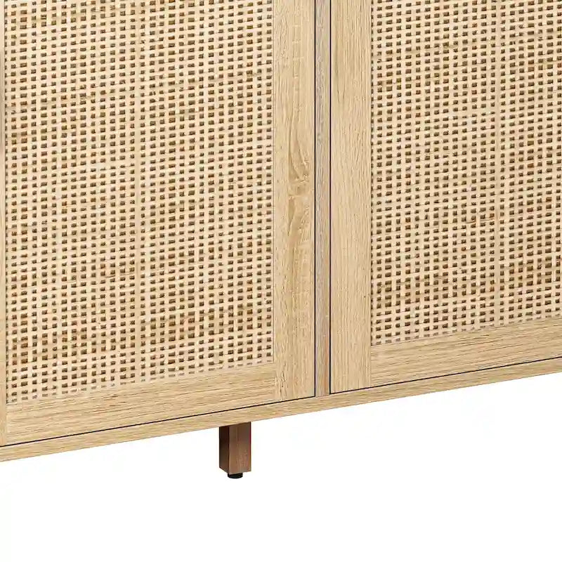 Rattan-Schrank mit 4 Türen zur dekorativen Aufbewahrung - 62.2L x 15.75W x 34.25H