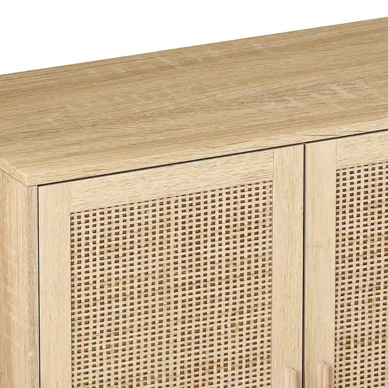 Rattan-Schrank mit 4 Türen zur dekorativen Aufbewahrung - 62.2L x 15.75W x 34.25H