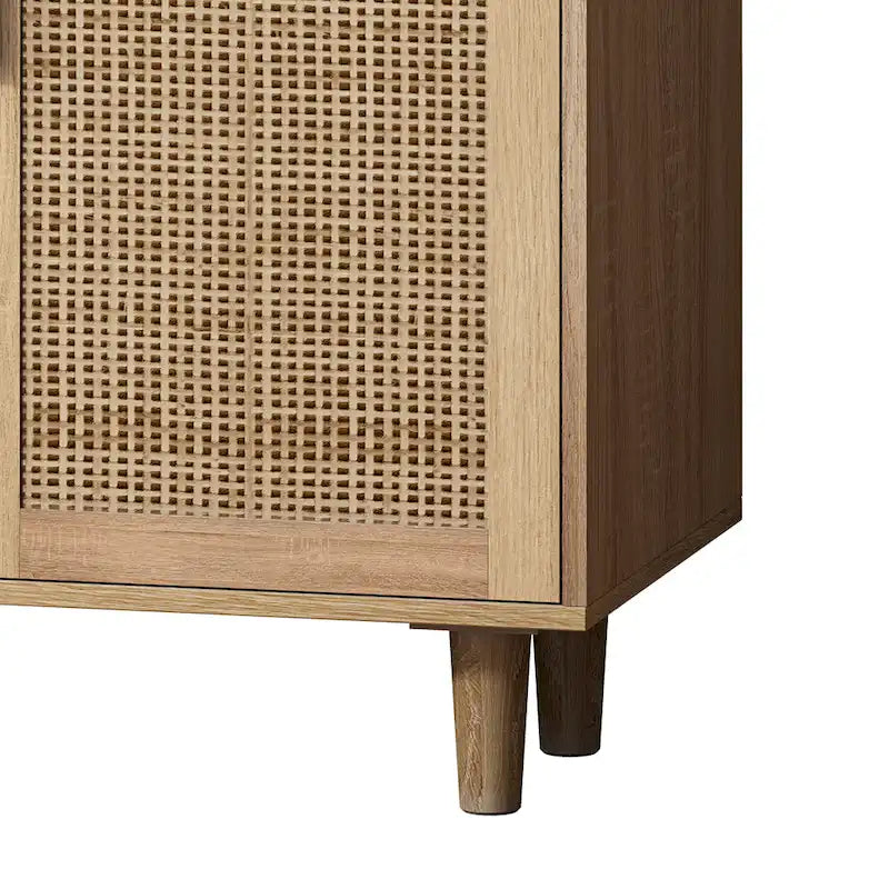 Rattan-Schrank mit 4 Türen zur dekorativen Aufbewahrung - 62.2L x 15.75W x 34.25H