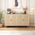 Rattan-Schrank mit 4 Türen zur dekorativen Aufbewahrung - 62.2L x 15.75W x 34.25H