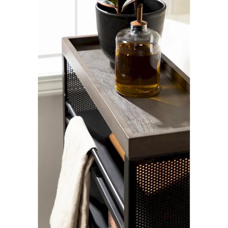 Industrial Iron Storage Cart - 18x7x30