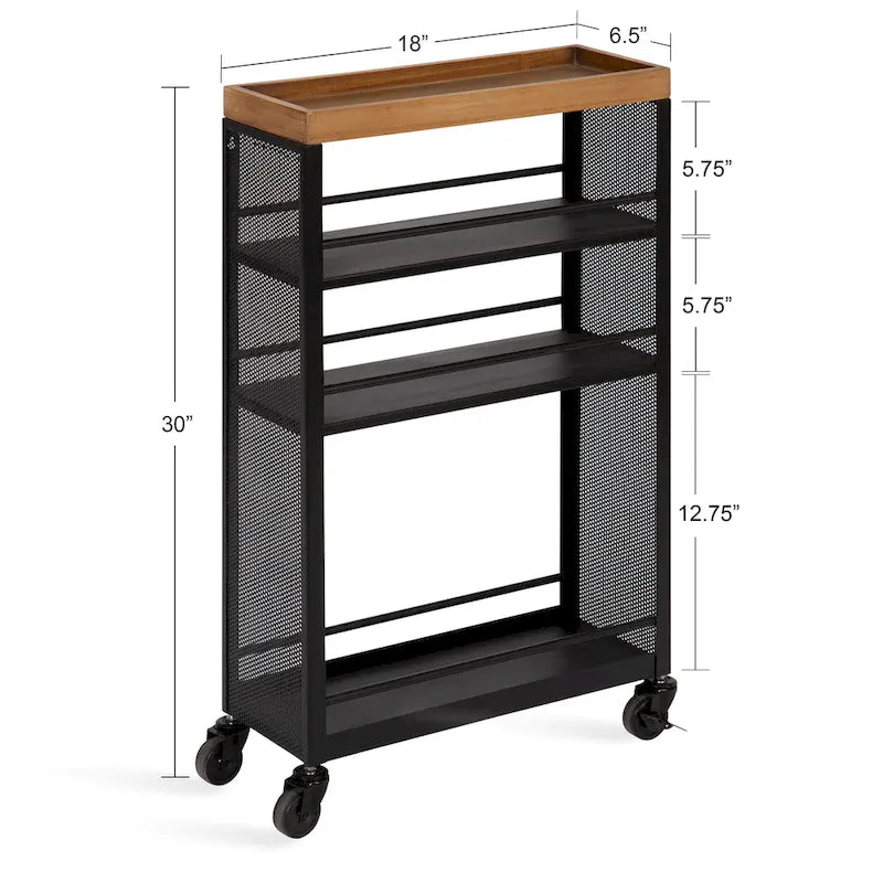 Industrieller Aufbewahrungswagen aus Metall - 18x7x30