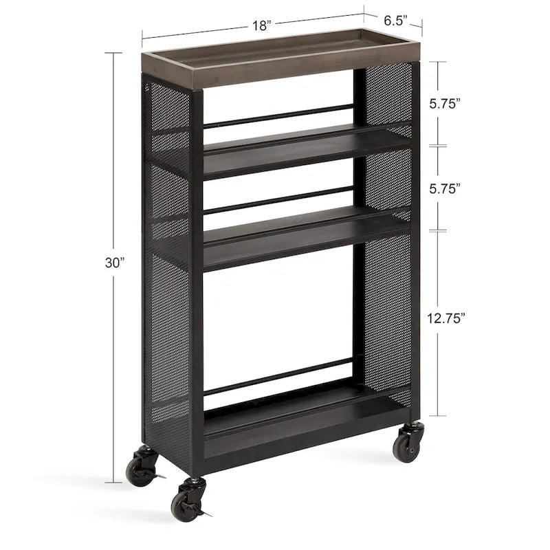 Industrieller Aufbewahrungswagen aus Metall - 18x7x30