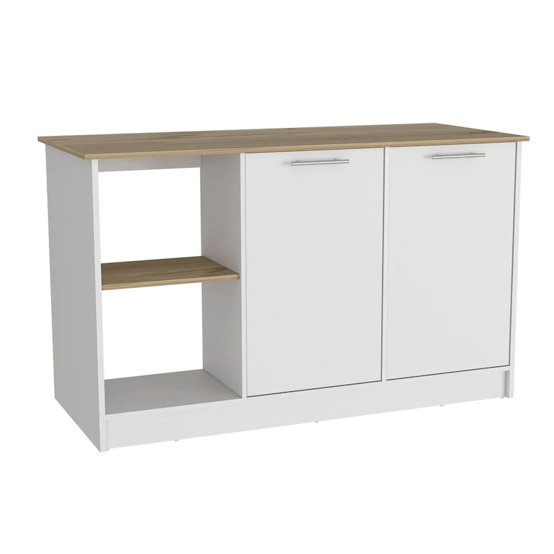 Kücheninsel für Esszimmer und Küche, Weiß / Helleiche