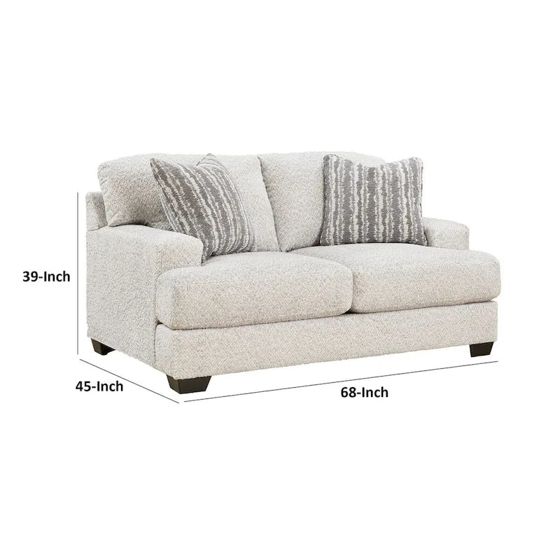 68-Inch Oversized Loveseat with 2 Accent Pillows, Gray Polyester