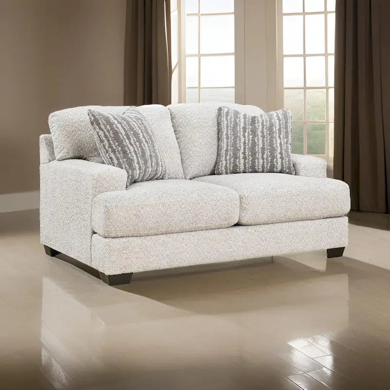 68-Inch Oversized Loveseat with 2 Accent Pillows, Gray Polyester
