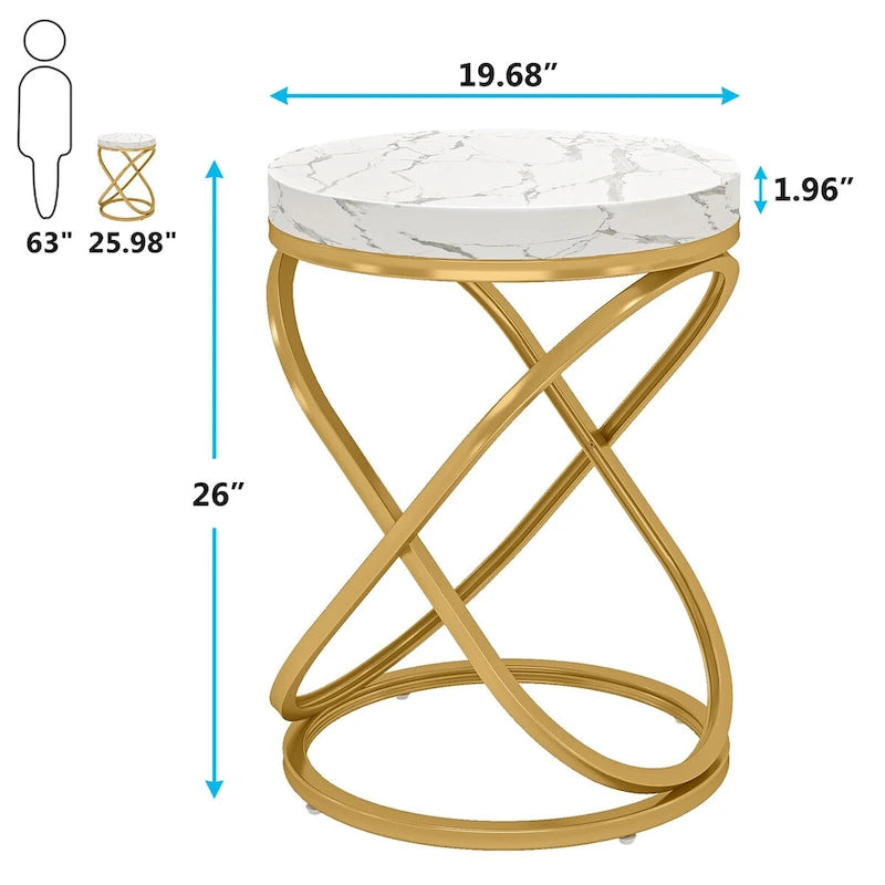 Runder Beistelltisch mit Metallgestell für das Wohnzimmer (Set aus 2) - 2PCS