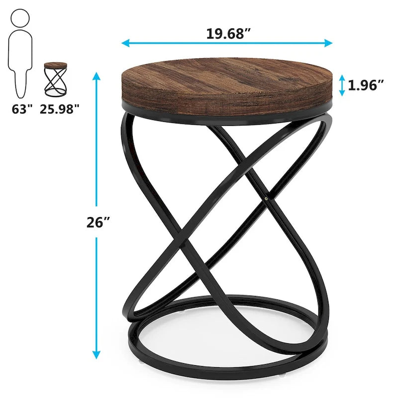 Runder Beistelltisch mit Metallgestell für das Wohnzimmer (Set aus 2) - 2PCS