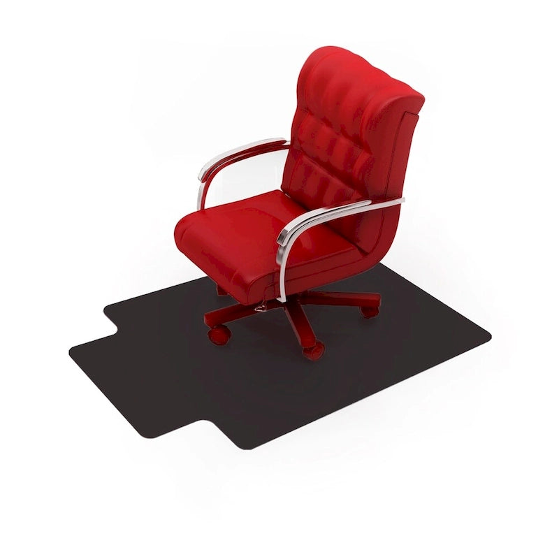 Black Vinyl Lipped Chair Mat for Hard Floor - 45x53