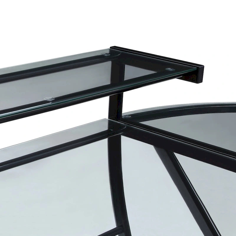 L-Shaped Glass Top Home Office Gaming and Editing Desk