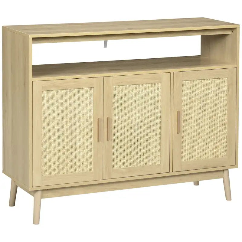 Boho-Sideboard mit Rattan-Türen, Natur