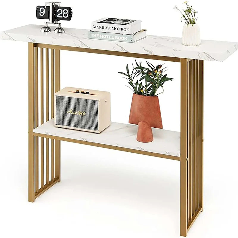 48 2-stufiger Konsolentisch für Wohnzimmer, moderner Eingangs- und Flurtisch