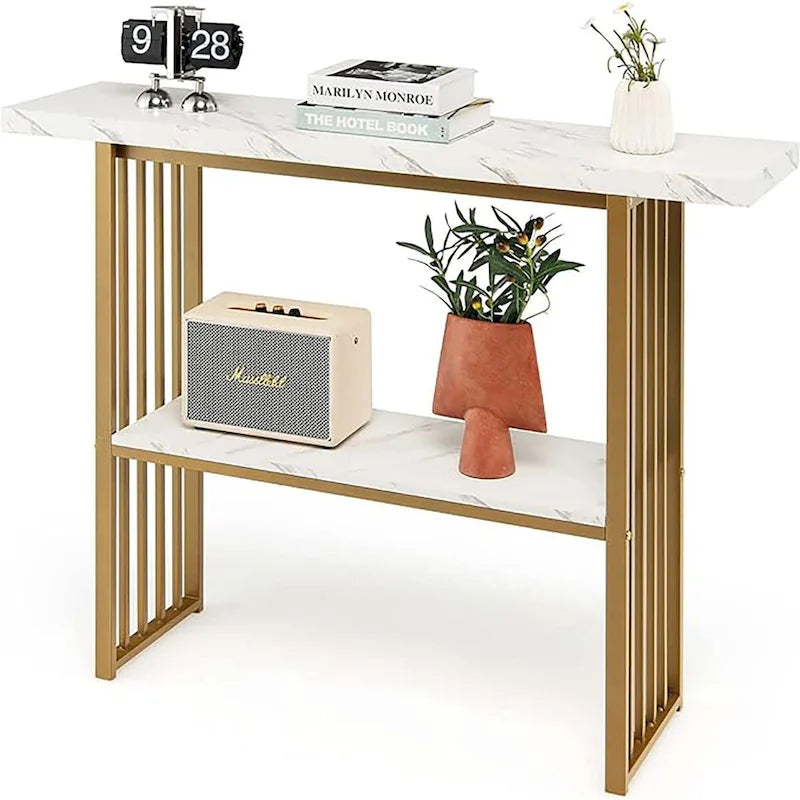 48 2-stufiger Konsolentisch für Wohnzimmer, moderner Eingangs- und Flurtisch